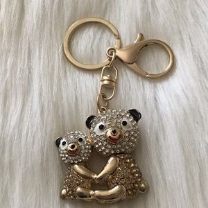 Mama & Baby Rhinestones Bear Keychain